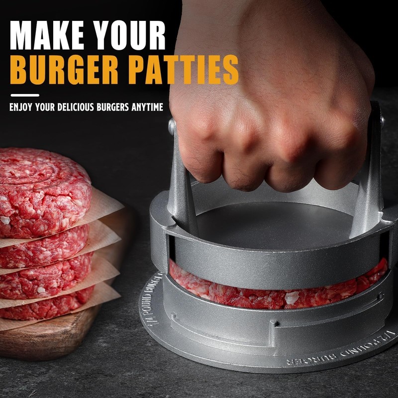 PURPLEBIRD Hamburger Press Patty Maker, 3 Level, 3 sizes adjustable gallery