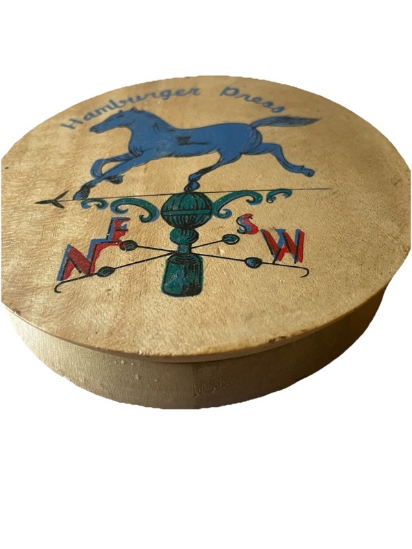 Vintage Wooden Hamburger Press Hand Painted Blue Horse Weather Vane Multi Color gallery