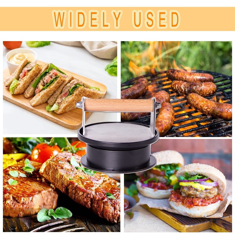 5.1 Inch Stainless Steel Burger Press Non Stick Smash Hamburger Press for BBQ gallery