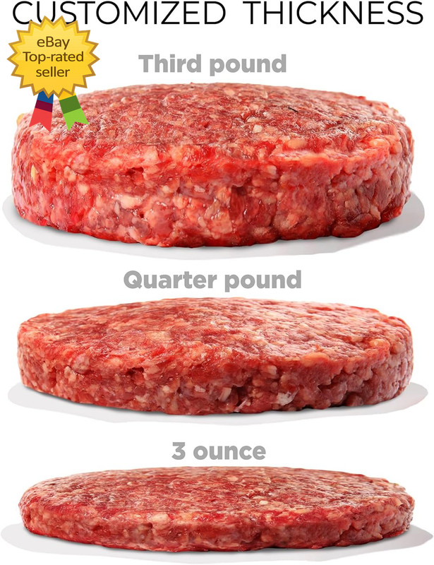 Burger Press Patty Maker Adjustable Thickness (1/4 Lb to 3/4 Lb) with Ejector gallery
