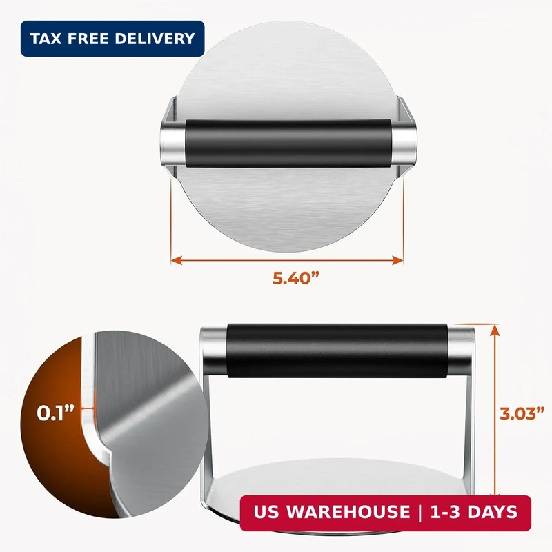 Pisol Smash Burger Press, Hamburger Smasher Tool for Griddle, Stainless Steel Ha gallery