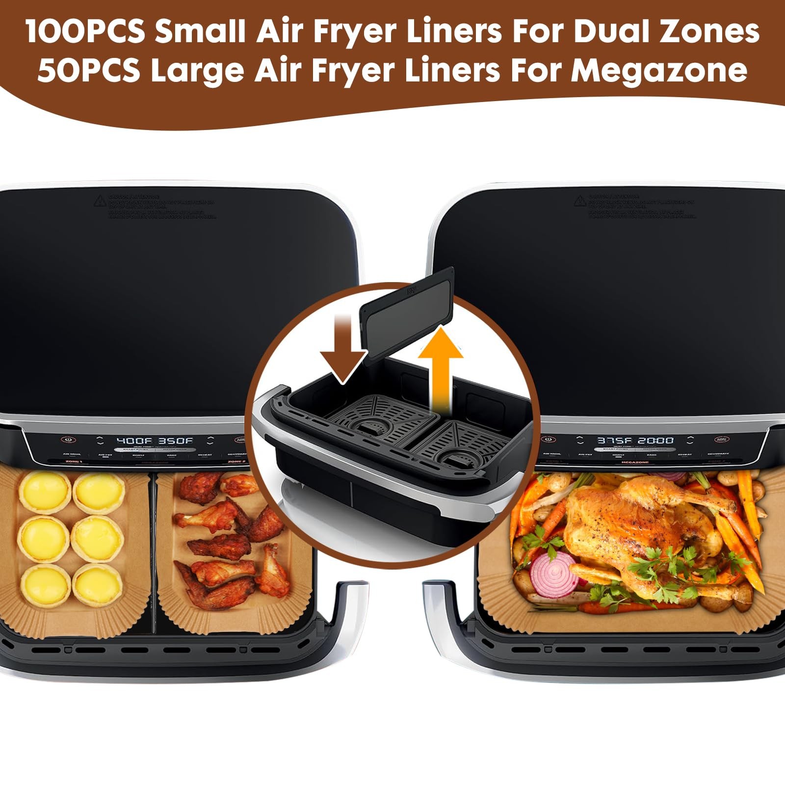 Air Fryer Liners Disposable 150Pcs for DZ071 BEIGE, 150Pcs（L*50pcs+S*100pcs) gallery