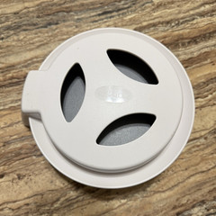 Pampered Chef Mini Single Non-Stick Burger Press 3-Hole Lid 4 in White/Gray