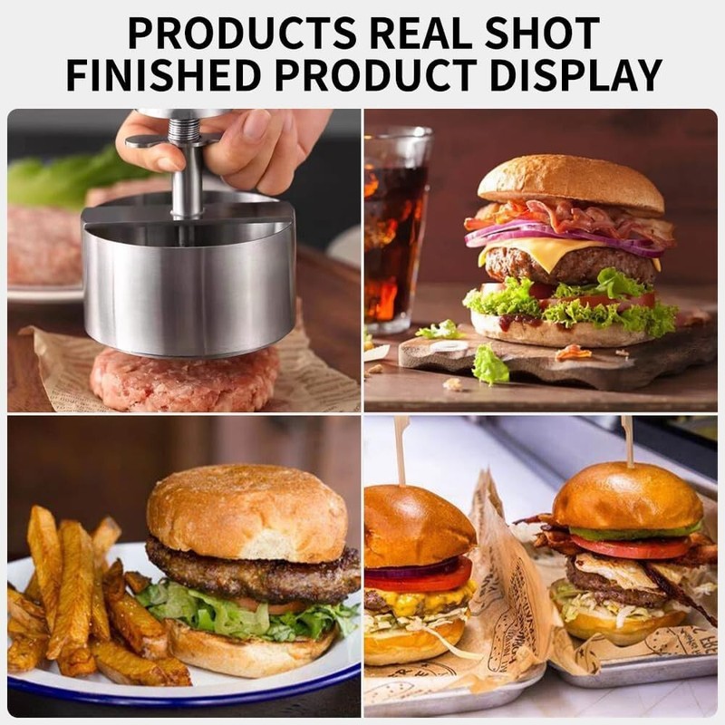 Stainless Steel Adjustable Hamburger Press & Patty Maker Non-Stick Professional gallery
