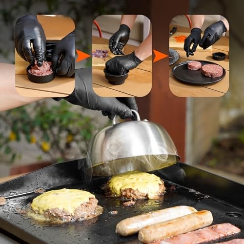 6PCS Burger Set, Cheese Melting Dome & Burger Press Kit, Basting Cover with gallery