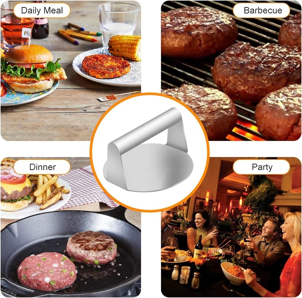 Stainless Steel Burger Press Meat Smasher Grill Patty BBQ Kitchen Tool gallery