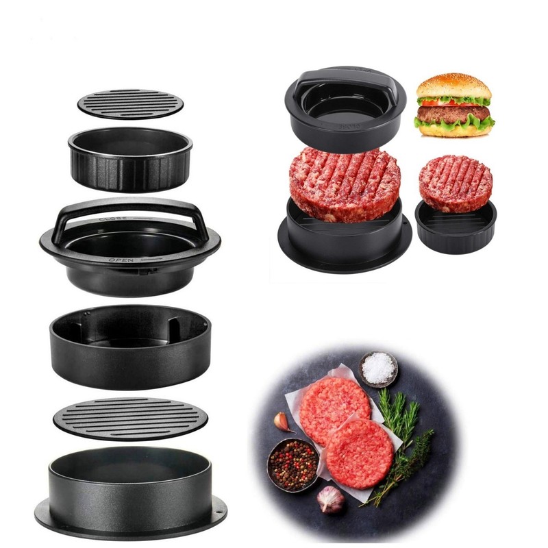 Non Stick 3-In-1 Stuffed Burger Press Hamburger Patty Mold Maker Slider BBQ gallery