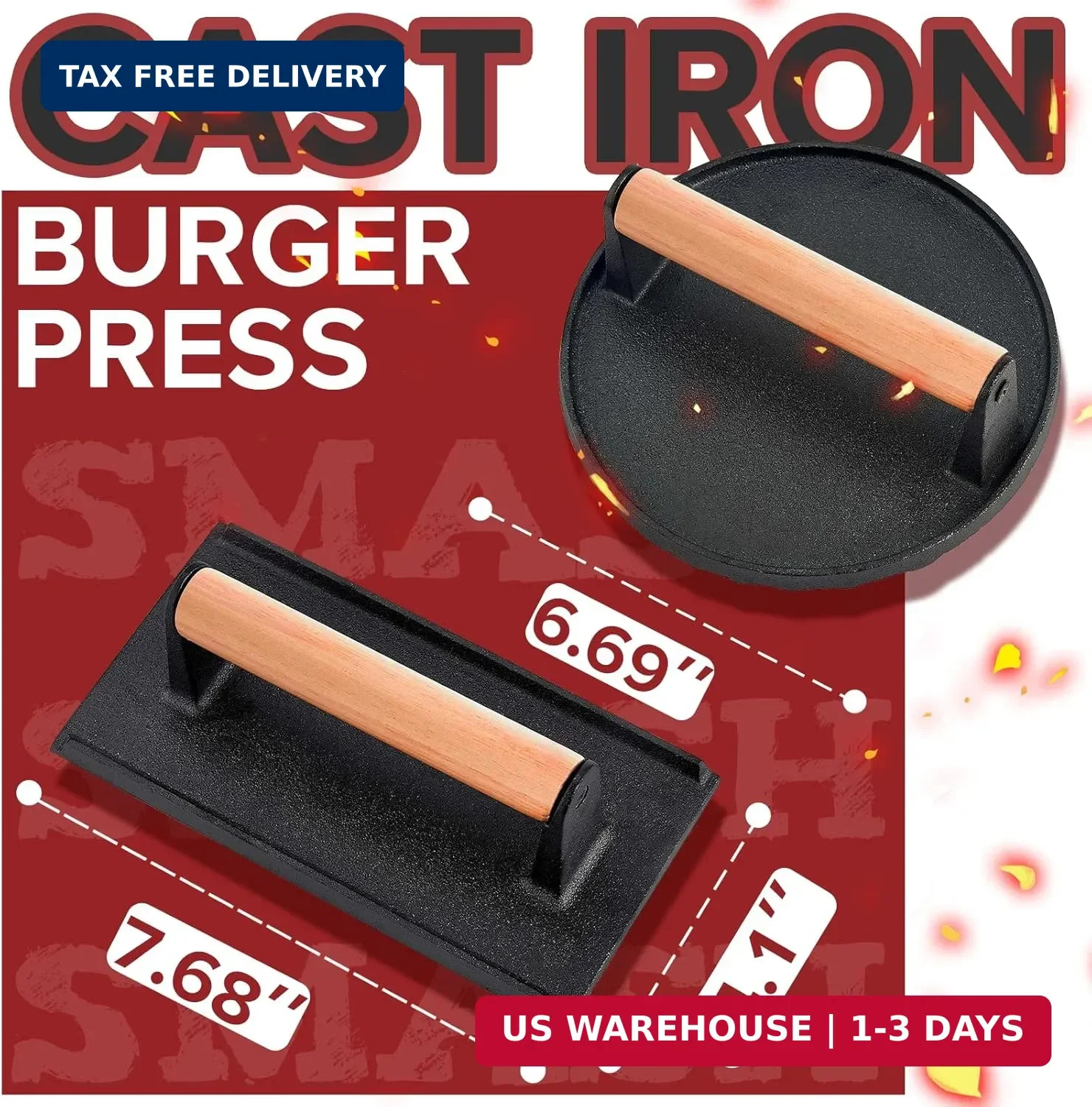 Grilliance Smash Burger Press Kit, 3 in 1 Hamburger Press Patty Maker, Black Cas gallery