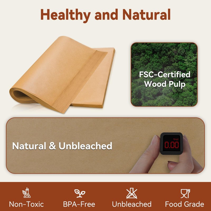 200 Pcs Parchment Paper Sheets, 12 x 16 Inch, Precut 12 X 16, Unbleached gallery