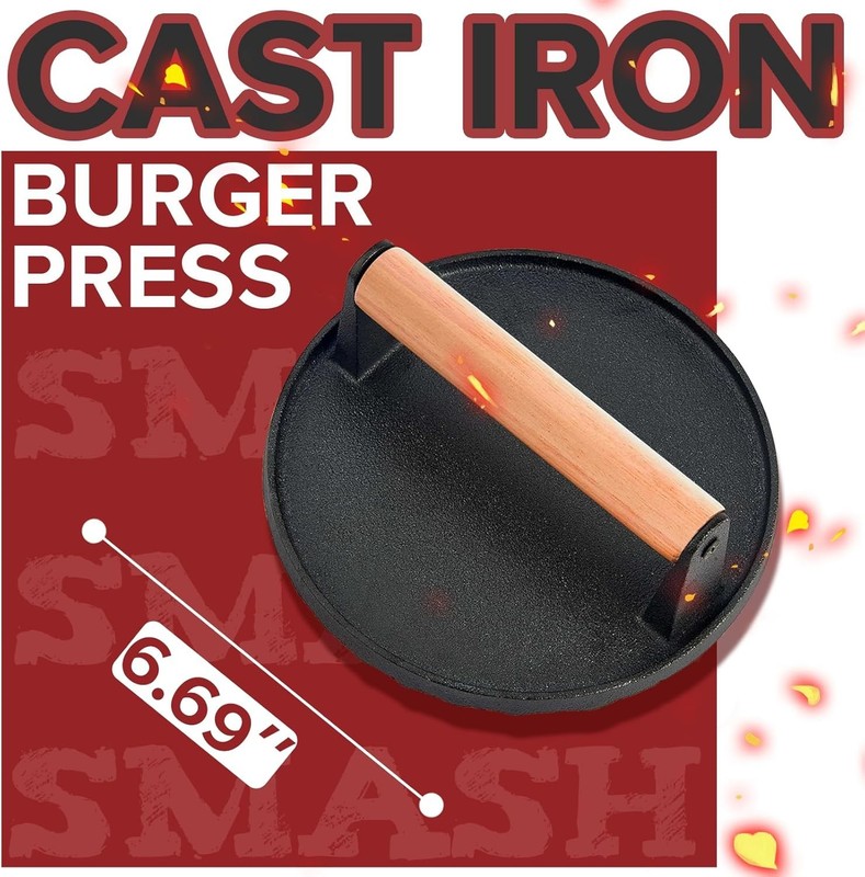Smash Burger Press Kit, 3 in 1 Hamburger Press Patty Maker, Dark Black Cast I... gallery