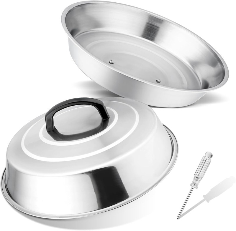 Set of 2 Cheese Melting Domes - 12-Inch Stainless Steel BBQ Steam Covers gallery