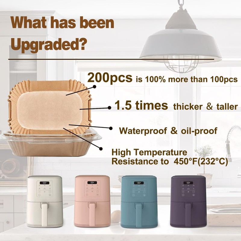 Air Fryer Liners for Bella, Rectangle Liners, 8.3×5.3 Inch, Natural gallery