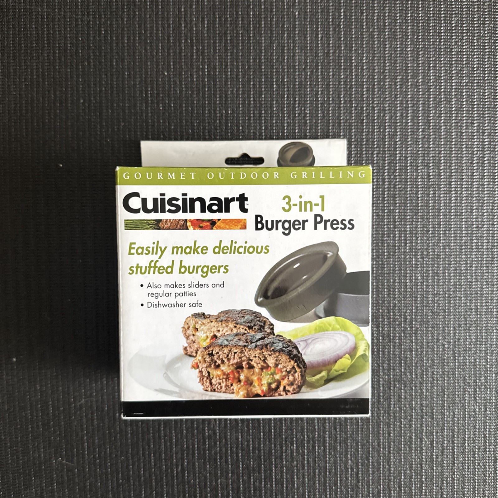 NEW Cuisinart 3-In-1 Stuffed Burger Press for Sliders Black grilling sealed gallery