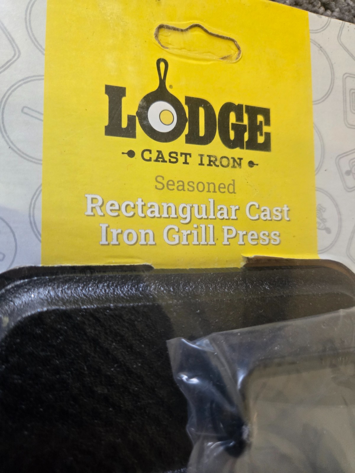 Lodge LGP3 Heavy-Duty Cast Iron Rectangle Grill Press for Bacon or Burgers gallery