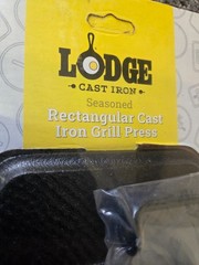 Lodge LGP3 Heavy-Duty Cast Iron Rectangle Grill Press for Bacon or Burgers