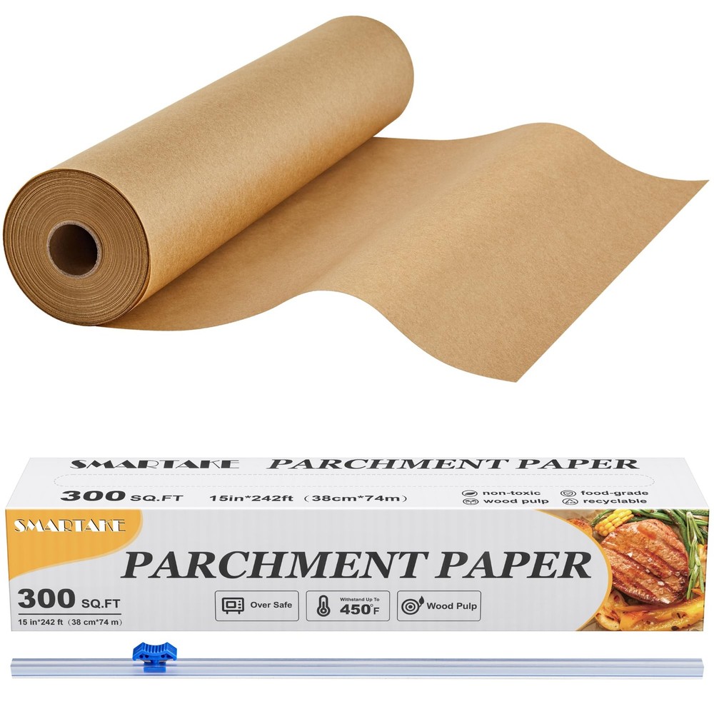 SMARTAKE Parchment Paper Roll for 15 inch x 242 ft, 300 sq.ft, Unbleached