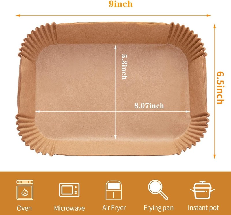 Air Fryer Disposable Paper Liner, 100PCS Natural-100PCS, Rectangle gallery
