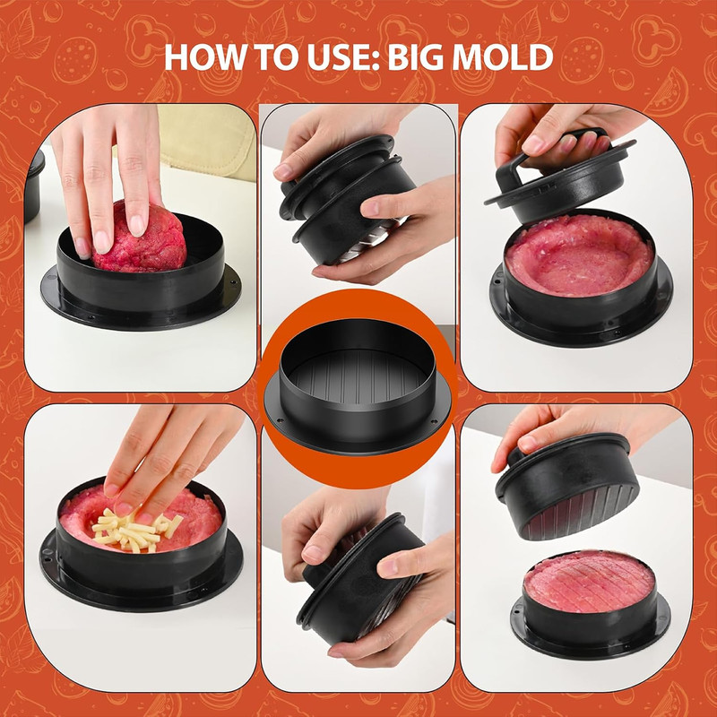 Hamburger Press, 4-In-1 Burger Press Patty Maker Slider, Stuffed Burgers Sandwic gallery