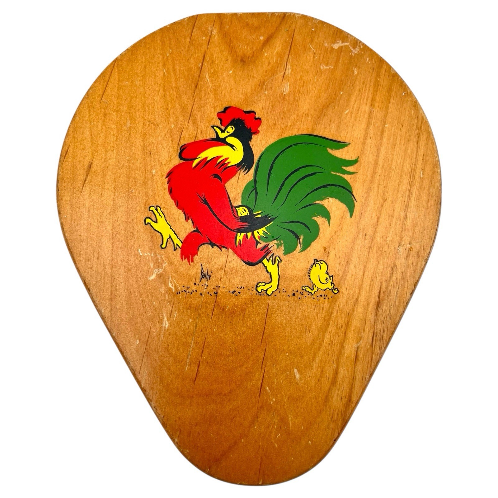 Vintage 1950s Japan Blaté Provincial Rooster Wooden Hamburger Press Wall Plaque gallery
