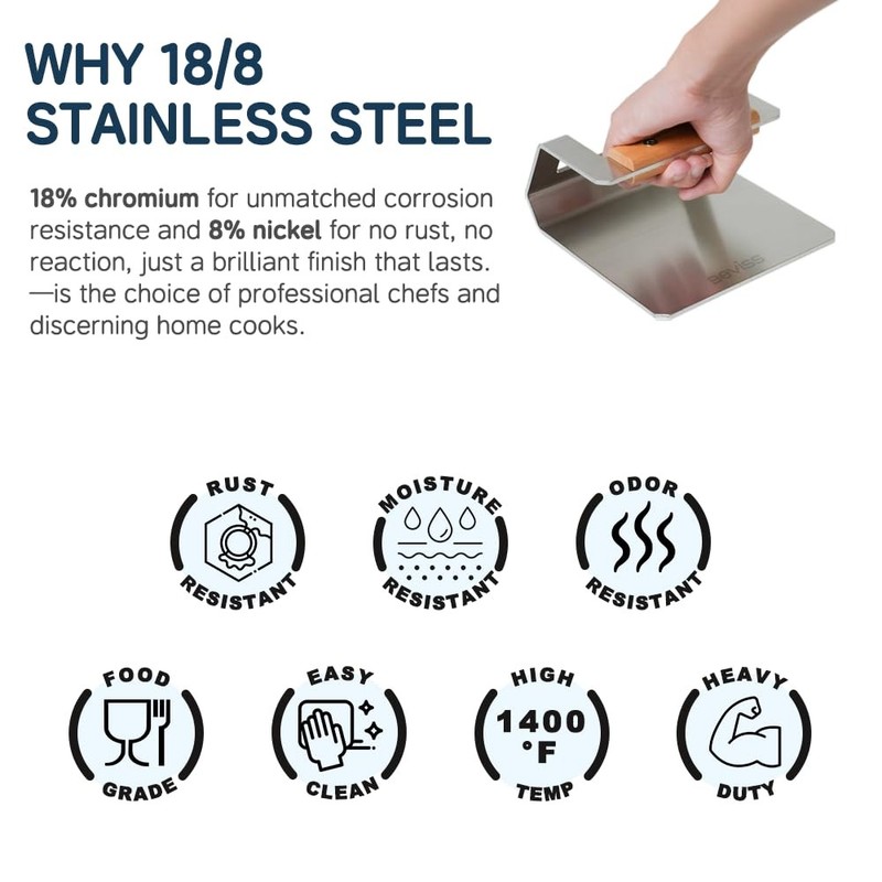 Smash Burger Press 6.3" 18/8 Stainless Steel 2.3 lbs - 3.4mm Thick for Perfect gallery