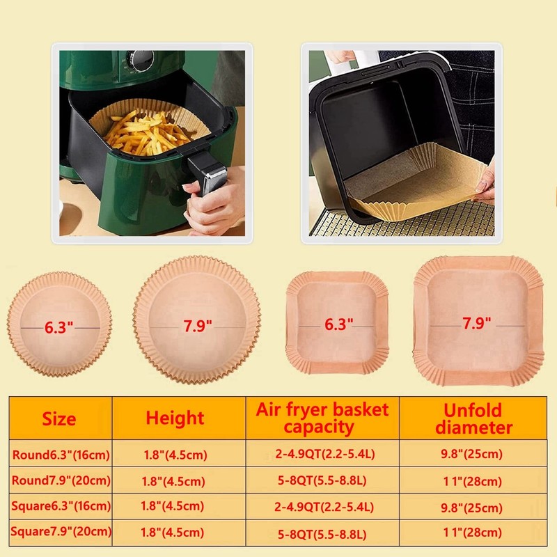 UHOUSE air fryer liners 9.5 inch square, inch,Square,110 gallery