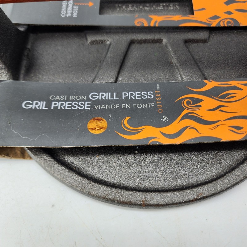 Heavy Duty Cast Iron Grill Press 7 In round Flat Burger Bacon Smasher 7" gallery