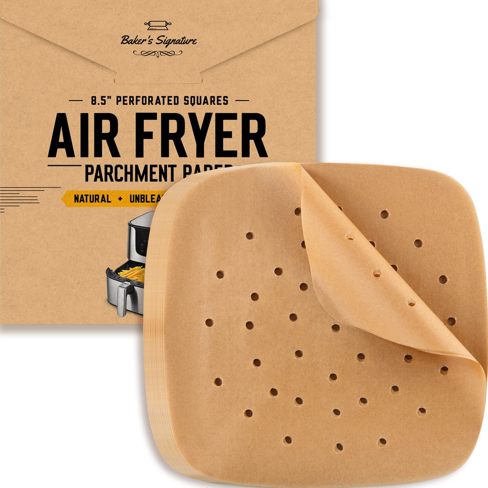 Bamboo Steamer Liner, 8.5" Air - 220 Pack, Unbleached Natural Brown gallery