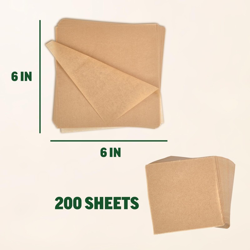 Zenlogy 6x6 Parchment Paper Squares (200 sheets) - - 200 Sheets, Brown gallery