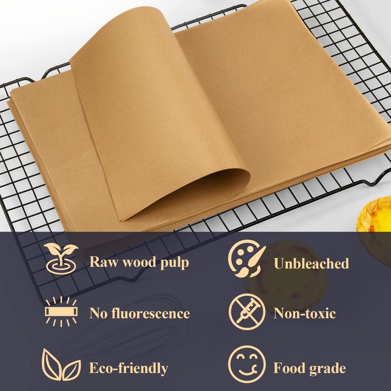 DISSKNIC 100PCS Unbleached Parchment Paper 12 x 16, 12×16in-100ps, Brown gallery