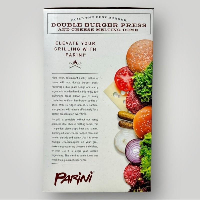 Parini Double Non-Stick Burger Press & Cheese Melting Dome 8.75"! gallery