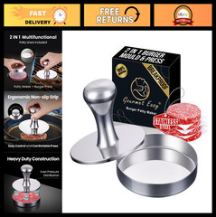 2-in-1 Heavy Duty Hamburger Press & Smash Burger Maker, Stainless Steel, Easy Cl