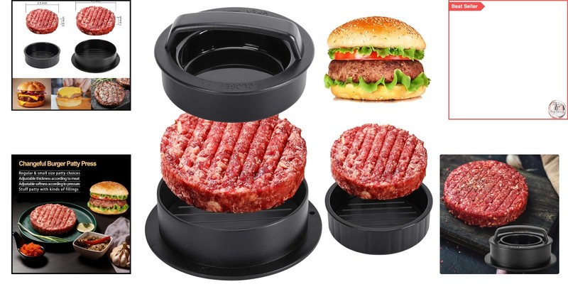3-in-1 Non-Stick Hamburger Patty Maker & Stuffed Burger Press gallery
