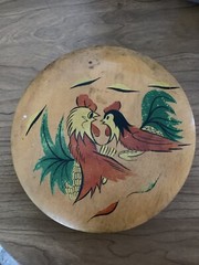 Hamburger Press Rooster Chicken Wood Kitchen Tool Midcentury Country Folk Art