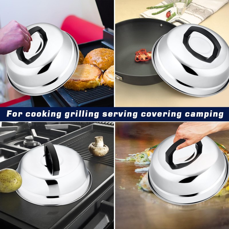 9in Melting Dome 5.5in Burger Press Stainless Steel Small Basting Cover With R gallery