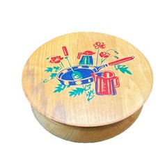 Vintage Wooden Round Hamburger burger press Hand Painted Vintage kitchen