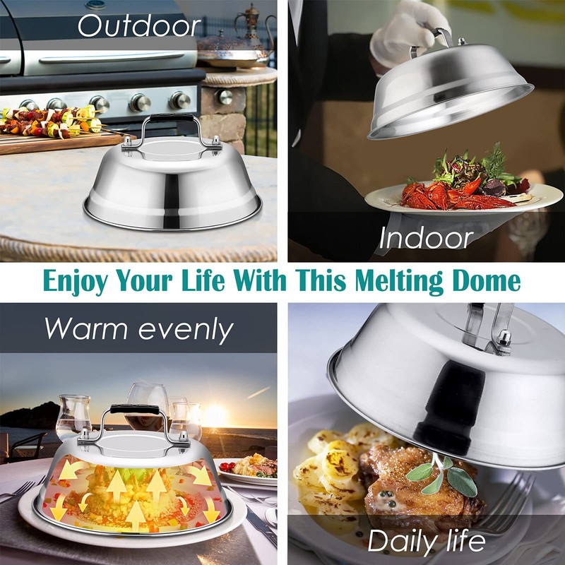 Melting Dome & Grill Press For Griddle Stainless Steel 9in Basting Cover & Heavy gallery