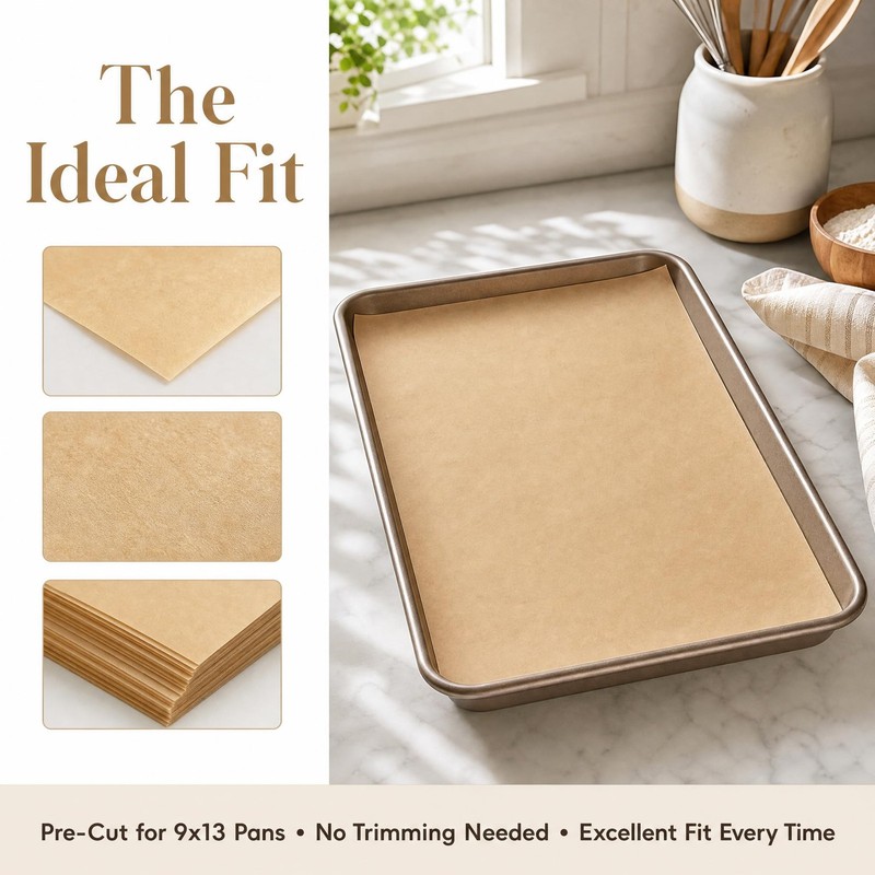 VERDYTEMTO 9x13 Inch Parchment Paper 9x13inches, Natural Unbleached Brown gallery
