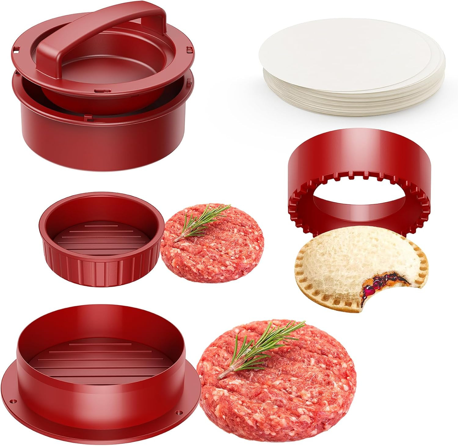 Hamburger Press, 4-in-1 Burger Press Patty Maker Slider, Stuffed Burgers Sandwic gallery