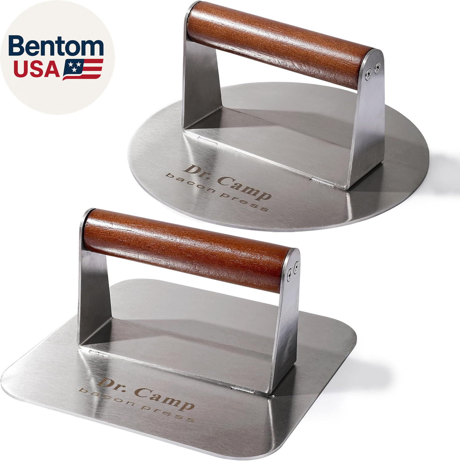 2 Pack Stainless Steel Burger Press with Real Wood Handle 7 Inch Smash Burger Pr gallery