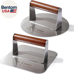 2 Pack Stainless Steel Burger Press with Real Wood Handle 7 Inch Smash Burger Pr