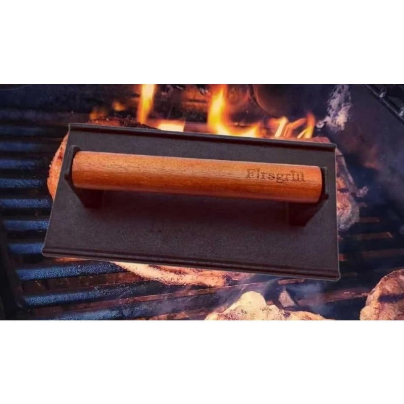 Cast Iron Burger Press, Round and Rectangle Grill Press with Wood Handle gallery