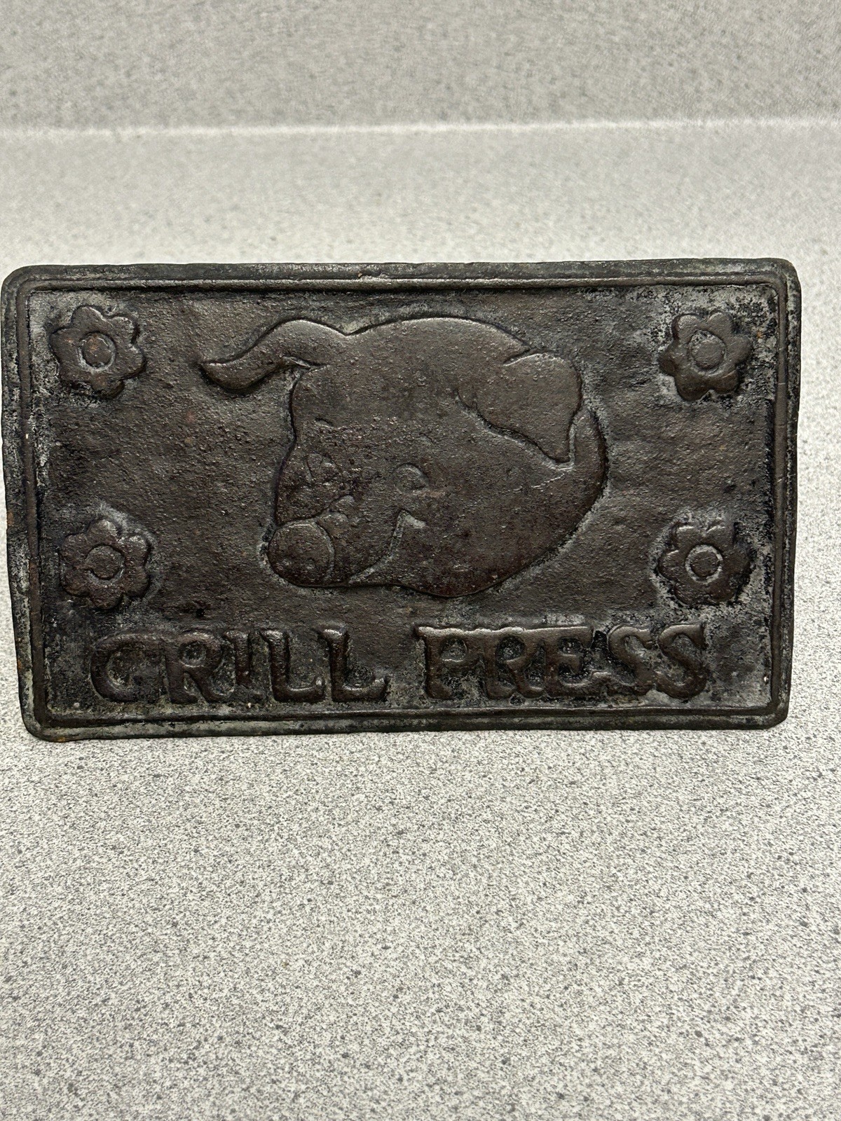 Vintage Cast Iron Grill Bacon Press With Wooden Handle - Pig & Flower gallery