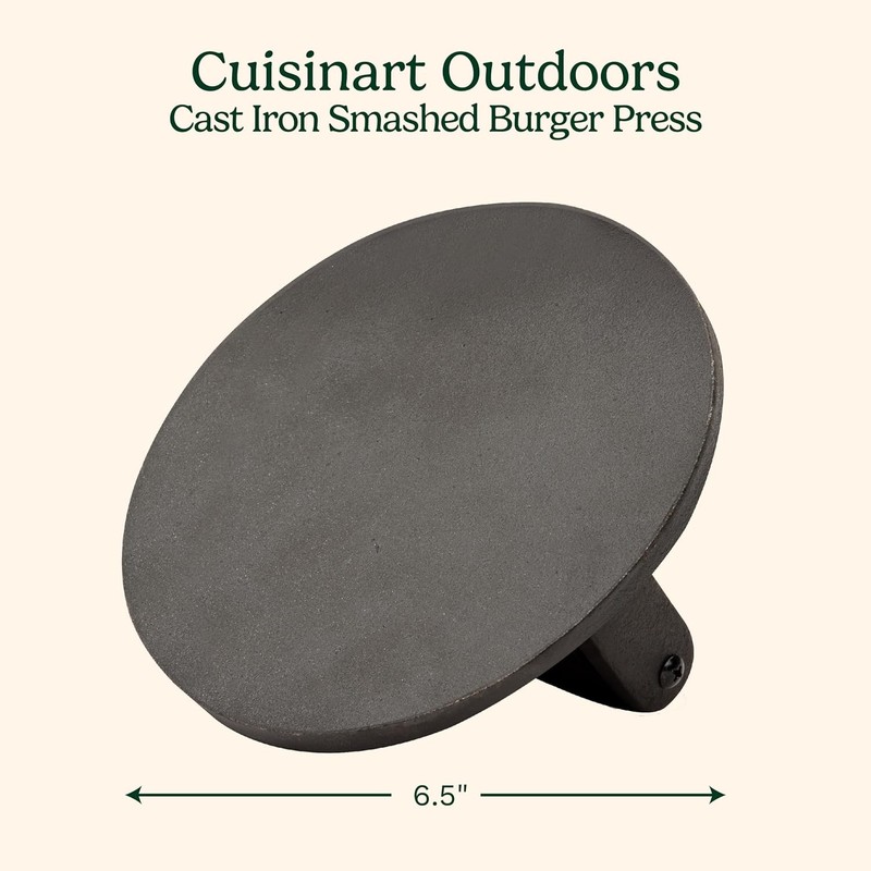 6.5" Cast Iron Smashed Burger Press, round Flat Edge Grill Press for Crispy Smas gallery