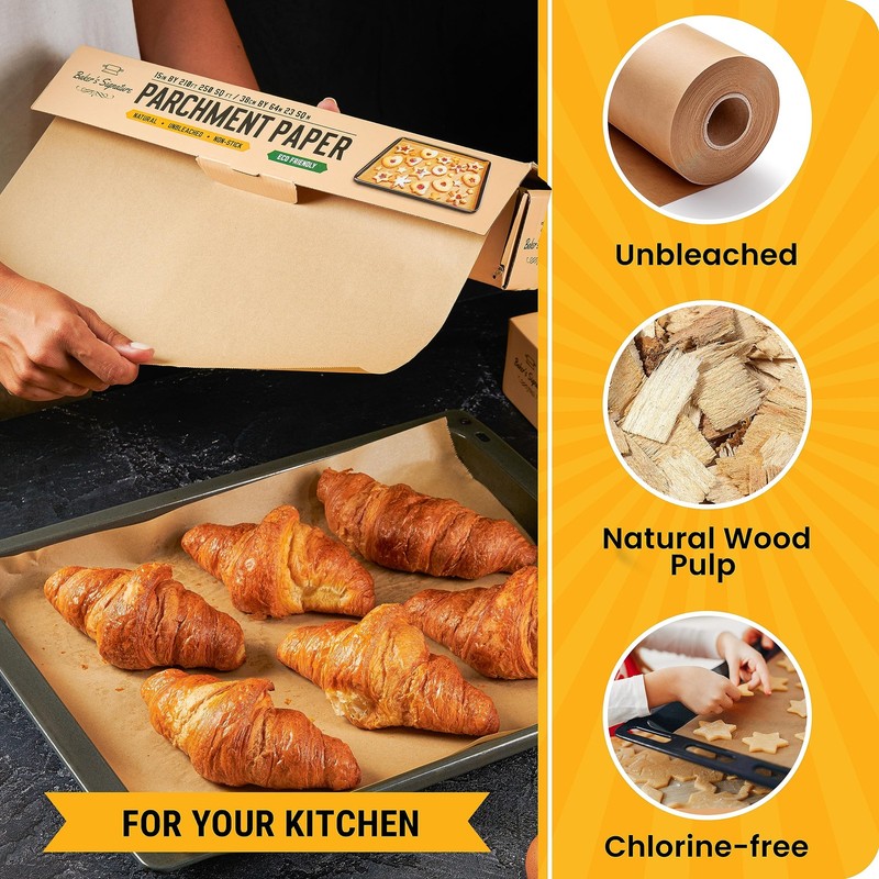 Unbleached Parchment Paper for Baking – 2-Pack 520 Sq.Ft 520 Sq.Ft, Brown gallery