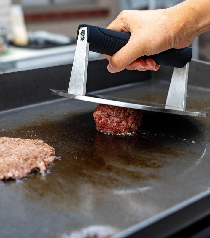 Stainless Steel Burger Smasher 3.25 LB 8 Inch Steak Weight for Smash Burgers gallery