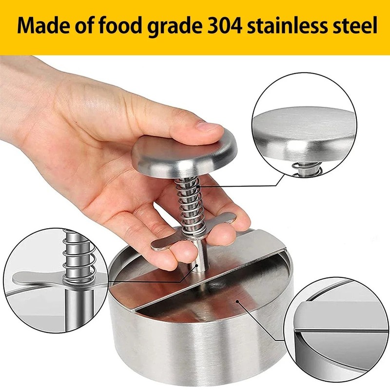 1pc 304 Stainless Steel Hamburger Patty Press Non-Stick Burger Maker - NEW gallery