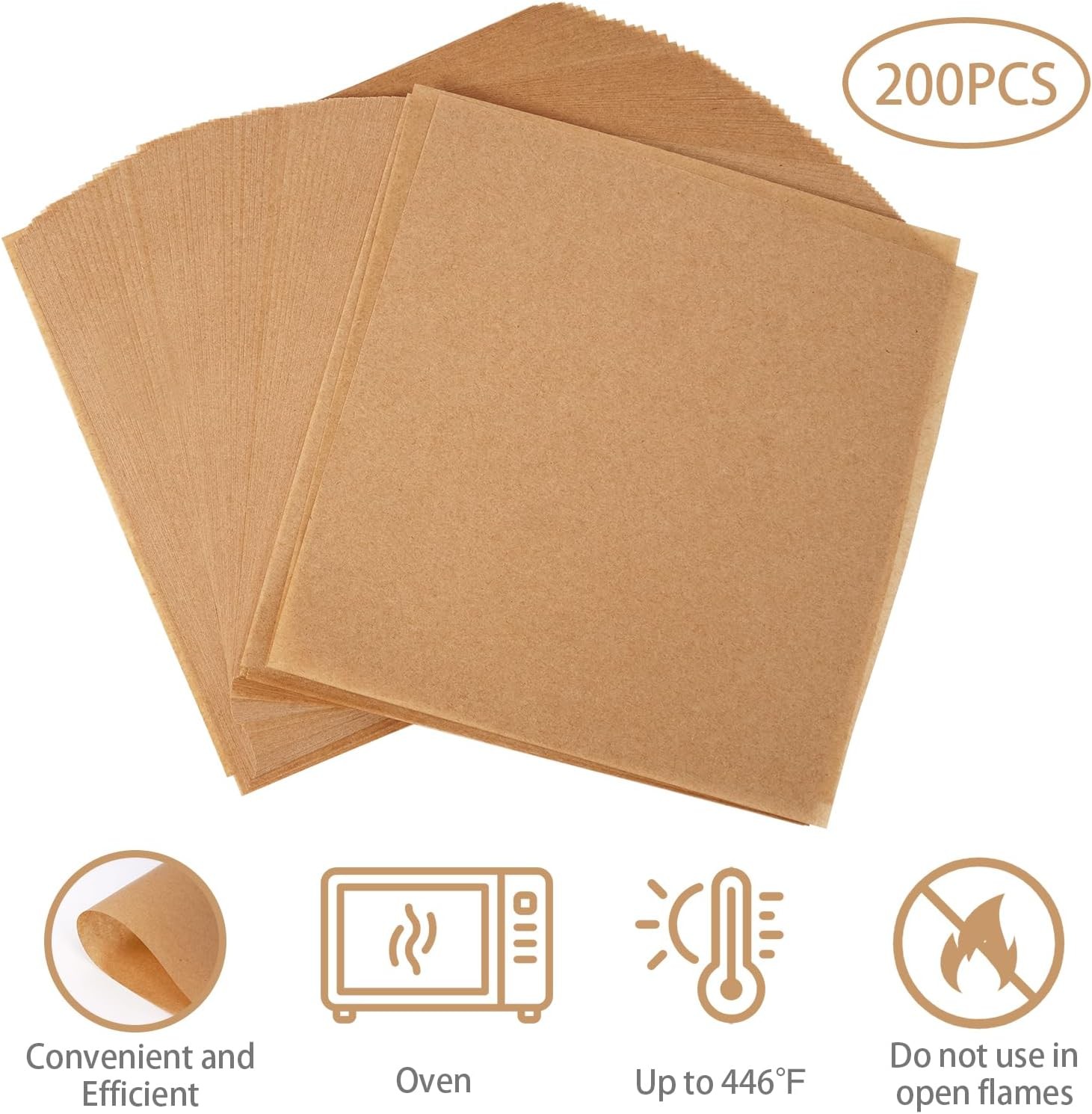 200Pcs 6 x 6 In Hamburger Patty Paper, Unbleached small size, wood color gallery