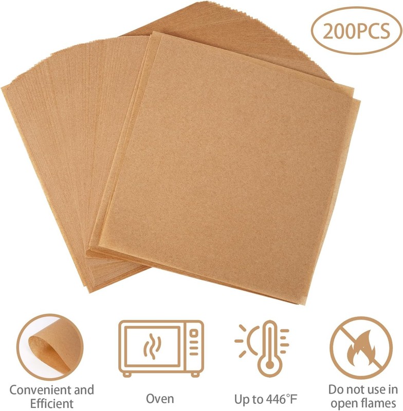 200Pcs 6 x 6 In Hamburger Patty Paper, Unbleached small size, wood color gallery