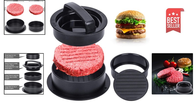 Durable Non-Stick Hamburger Press for Sliders & Stuffed Patties - 3 Designs gallery