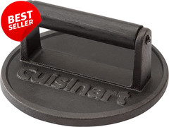 Cast Iron Burger Press 6.5in Round Flat Edge Smash Burger Grill Tool – US